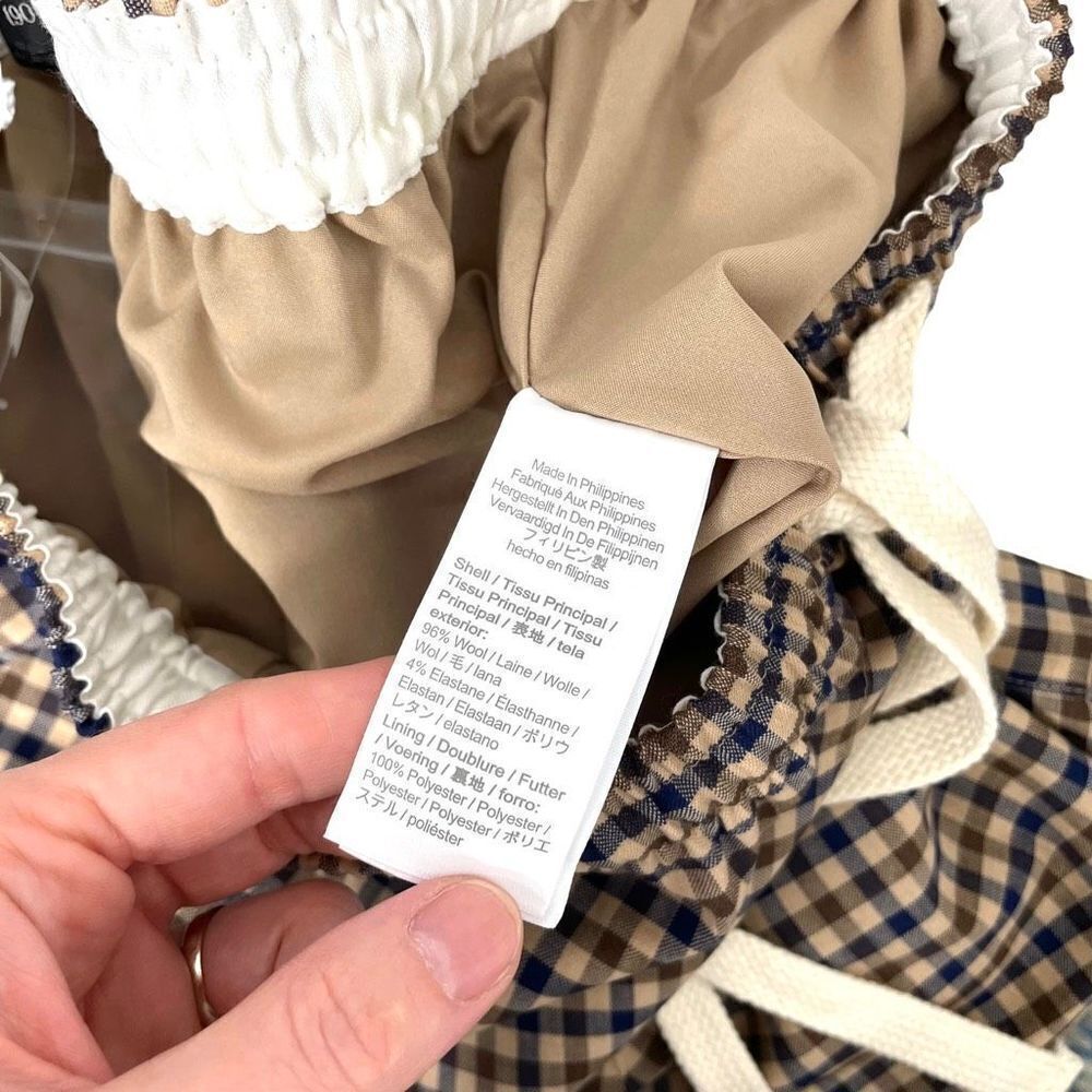 NEW J. Crew Tie-waist straight-leg pants‎ in honey plaid Italian wool Size 00 - Picture 12 of 12